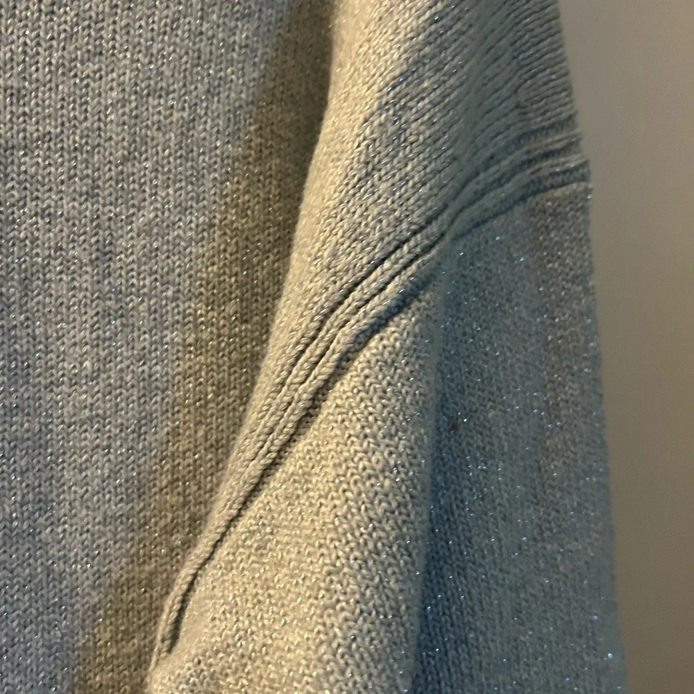 Banana Republic Coveted Sweater Crewneck Light Blue Grey Silver Lurex XL winter - Picture 4 of 9